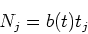 \begin{displaymath}N_j = b(t) t_j\end{displaymath}