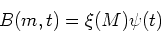 \begin{displaymath}B(m,t) = \xi(M) \psi(t)\end{displaymath}