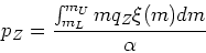 \begin{displaymath}p_Z = {\int_{m_L}^{m_U} m q_Z \xi(m) dm\over \alpha}\end{displaymath}