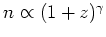 $n\propto (1+z)^\gamma$