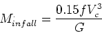 \begin{displaymath}M^._{infall} = {0.15fV_c^3\over G}\end{displaymath}