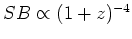 $SB\propto
(1+z)^{-4}$