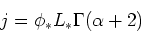 \begin{displaymath}j = \phi_* L_* \Gamma(\alpha + 2)\end{displaymath}