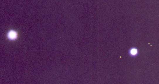 Venus, Jupiter, and its moons together